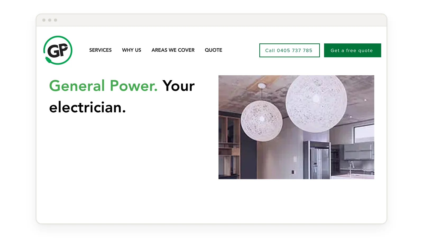 Home page of a Wix site we rebuilt for a local electrician