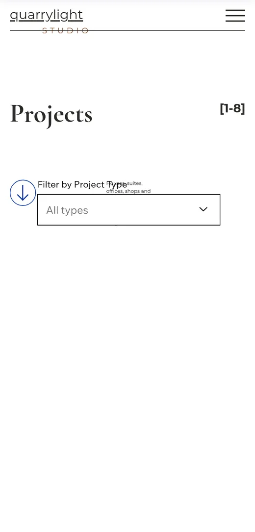 Projects page on a phone before the fix: squashed text, then a blank screen